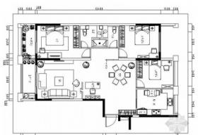 [浙江]义乌现代质朴三居室住宅装修CAD施工图（含效果图...