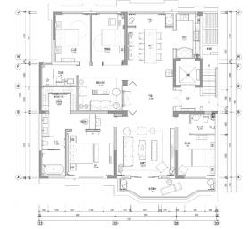 正弘瓴中式风格四居室样板间室内装修施工图