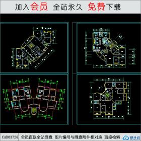 CAD03728转角户型建筑图CAD