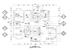 160平中式风格四居室住宅装修施工图+效果图