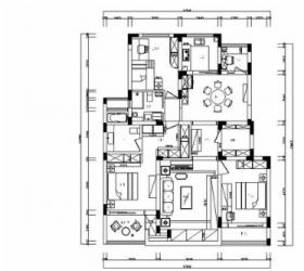 精品简约现代风格四居室装修室内设计施工图（含软装方...