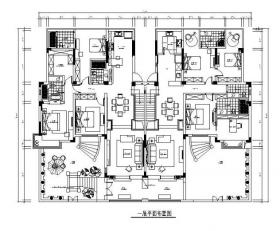 [江苏]中式风格两层公寓样板间设计CAD施工图（含效果图...