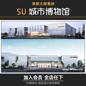 T732城市文化馆建筑方案中式展馆展厅博物馆规划设计SU模型