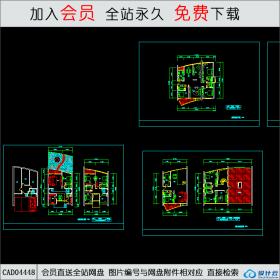 CAD04448 跃式(四房二厅三卫)结构图CAD