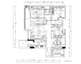 现代风格三居室住宅装修施工图+​效果图