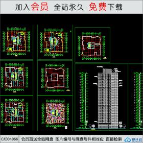 CAD04066 高层点式住宅楼平立面图CAD