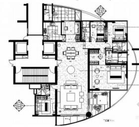 [四川]现代简约不规则户型3居室室内设计全套CAD施工图