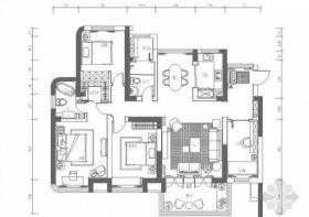 [杭州]简约现代风格四居室样板房装修施工图