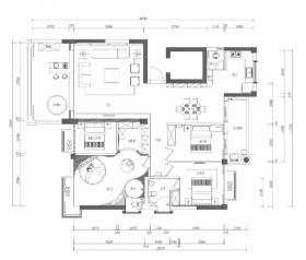 现代简约风格四居室住宅装修施工图+效果图