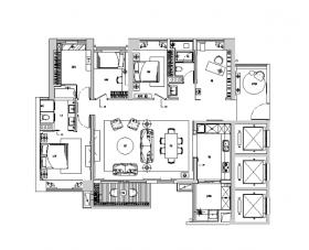 鸿壹方中心玖誉6B户型住宅设计施工图（附效果图+软装方...