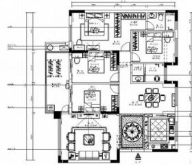 [南宁]简约温馨四居室室内设计CAD施工图