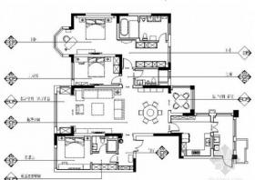 [成都]现代中式三居室住宅室内设计全套装修图（含效果）