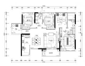 湘域中央花园现代风格A户型样板间施工图