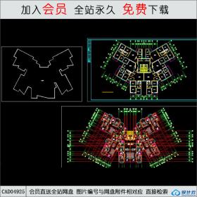 CAD04925高层塔式住宅户型建筑图.dwgCAD