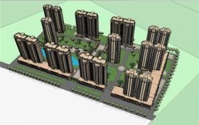 TU03146高层建筑住宅小区规划设计全套su模型cad总图户型