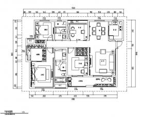 中式风格四居室住宅设计施工图（附效果图）