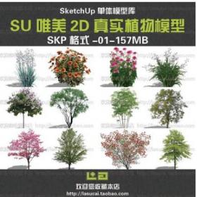 SU组件Sketchup草图大师景观模型唯美2D真实植物乔木灌木花...