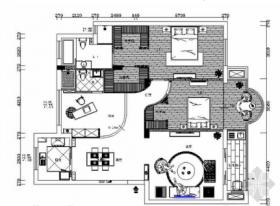 [上海]精品现代三居室样板间室内设计装修施工图