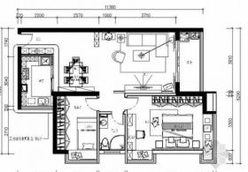 [深圳]时尚简约2室2厅家装CAD施工图