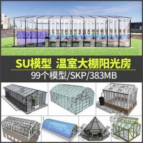 5388Sketchup园林景观温室大棚阳光房乡村农业SU草图大师模型