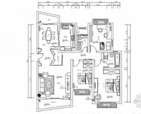 高档小区现代三居室室内装修施工图