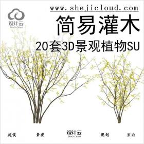 【5617】20套3D景观植物su模型-简易灌木