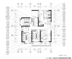 深圳115.6㎡四居室样板房装修施工图+效果图