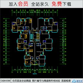 CAD04266某点式高层户型图CAD