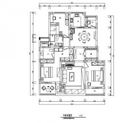 美式田园风四居室住宅设计施工图（附效果图）