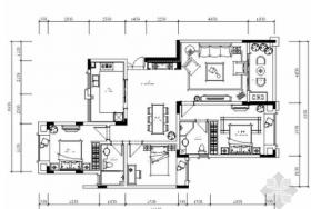 [重庆]城市示范区简欧三居室样板房CAD装修施工图