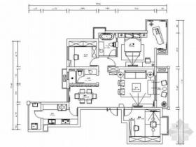 [苏州]国际高端住宅区现代简约三室两厅样板间CAD装修施...