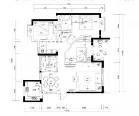 武汉150㎡现代风格三居室住宅施工图+效果图