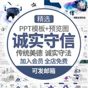 5289诚信课件PPT模板中小学生传统美德诚实守信班会公开课...