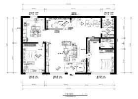 两居室田园风格样板房装修施工图+效果图