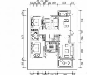 典雅现代简约复式样板间CAD装修施工图（含效果）