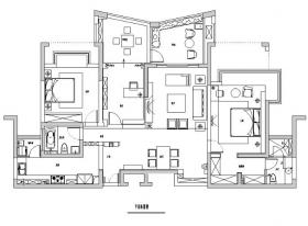 [江苏]现代简约原木三居室住宅空间设计施工图（附效果图...