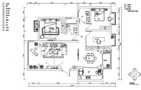 [河南]洛阳130平米中式风格样板房设计施工图（附效果图...