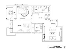 东南亚风格两居室住宅装修施工图+效果图