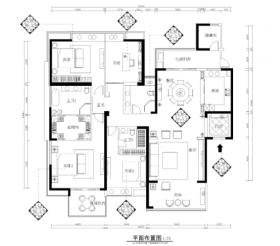 现代简约风格三居室住宅装修施工图+效果图