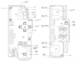 美式风格两居室住宅装修施工图+效果图