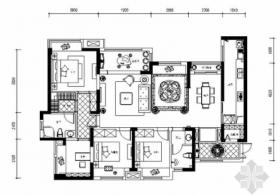 [重庆]城市中心大型居住区现代三居室CAD装修施工图