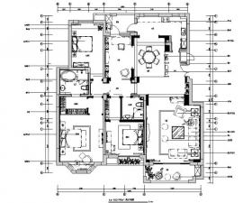 [山东]国山墅四居室样板间设计施工图（附效果图）