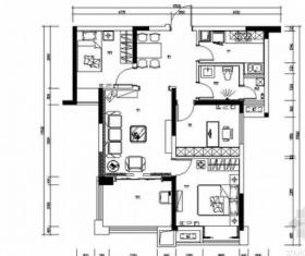 [湖北]地中海温馨舒适2居室室内设计CAD施工图（含效果图...