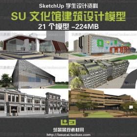 Sketchup组件SU草图大师文化馆公共建筑模型毕业设计建模参...