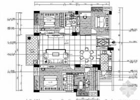 [广东]独特简欧风格四居室样板间装修施工图（含效果及实...