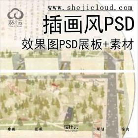 【4964】插画风效果图PSD\展板\素材合集