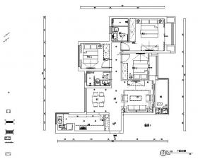 合景叠翠峰美式三居室样板房设计施工图（附效果图）