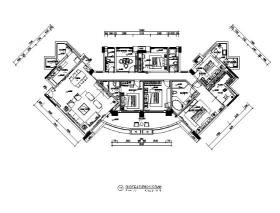 250平米平层全套豪华样板房设计CAD施工图（含效果图）