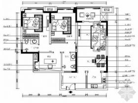 [重庆]精品美式风情三居室样板间装修施工图（含效果）