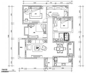 [江苏]美式简约128平米住宅设计施工图（附效果图）